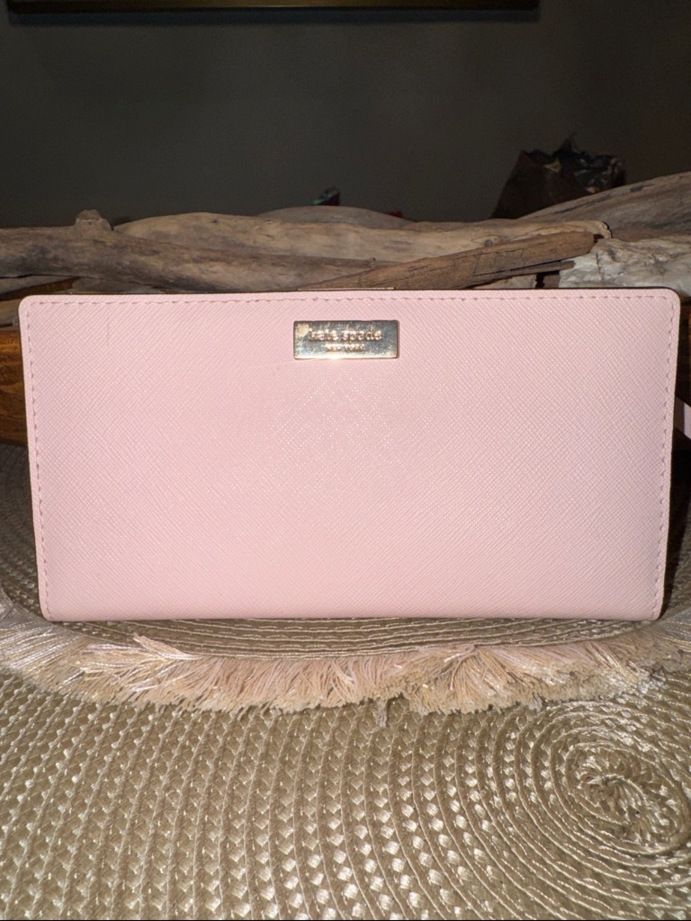 kate spade Blush Pink Continental Wallet with Gold Plaque